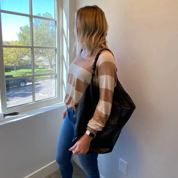 Carlos Falchi Black Leather Slouch Hobo Bag - Picture 12 of 16